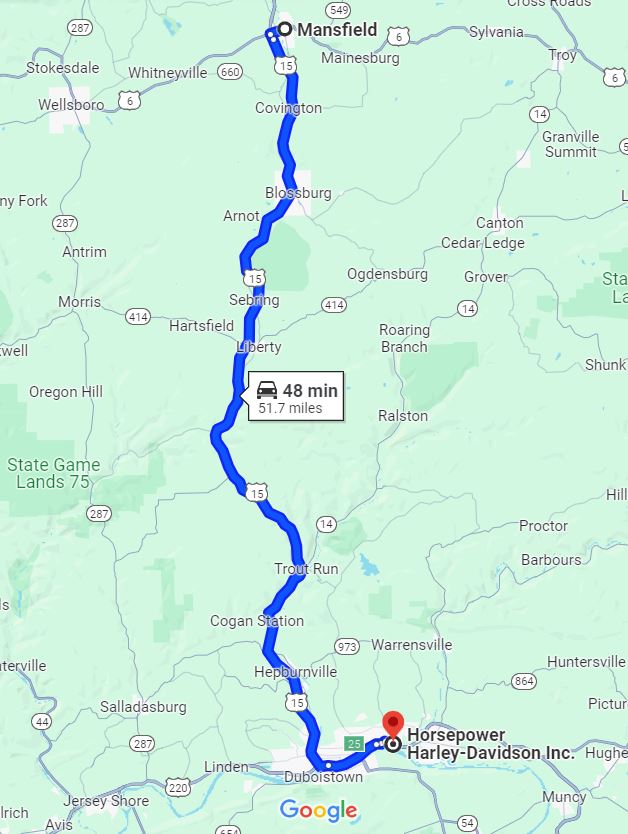 Horsepower Harley-Davidson to Mansfield, PA